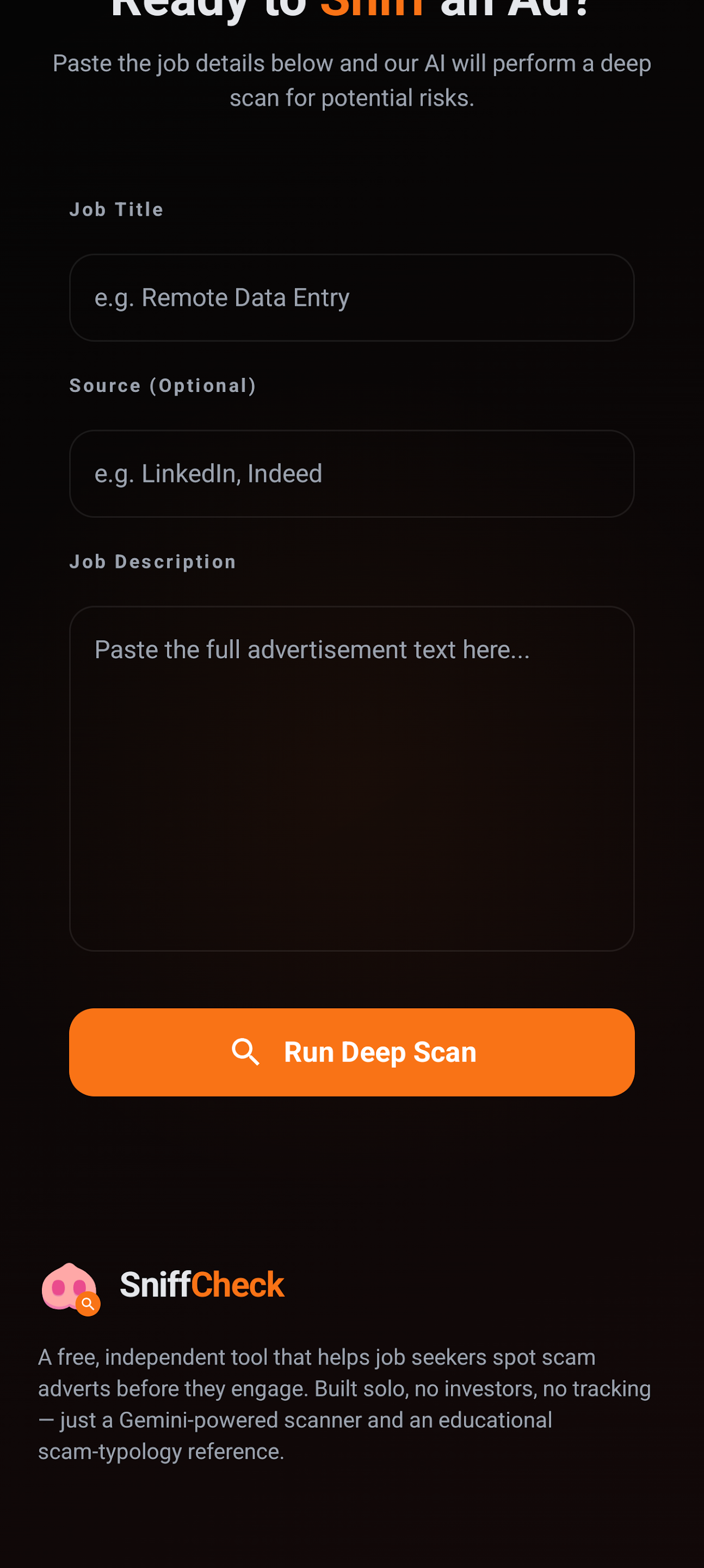 SniffCheck — scan an ad