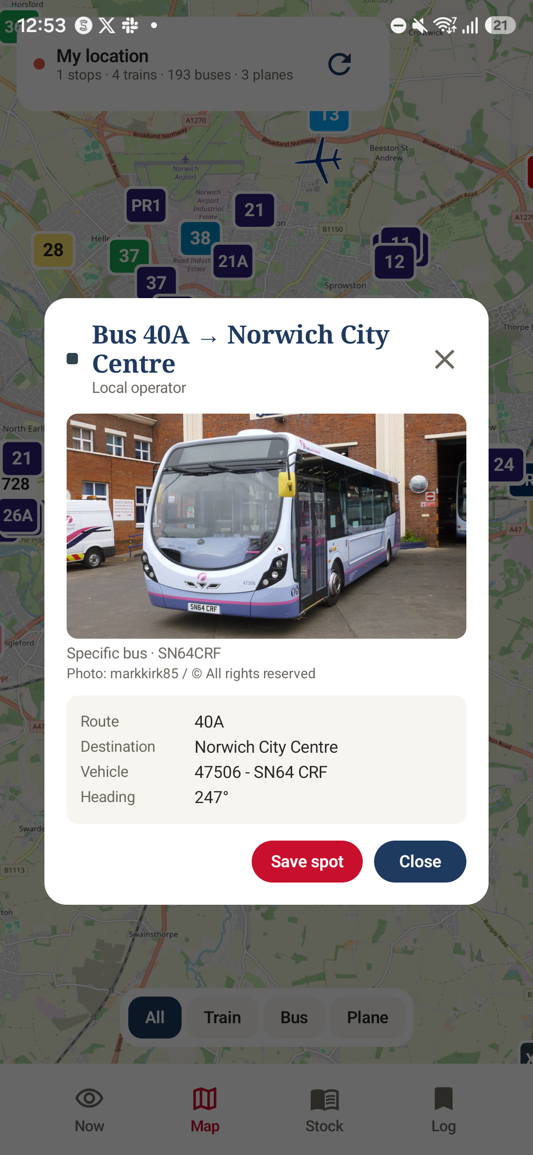 Spotters UK — tapped bus with matched photo by number plate