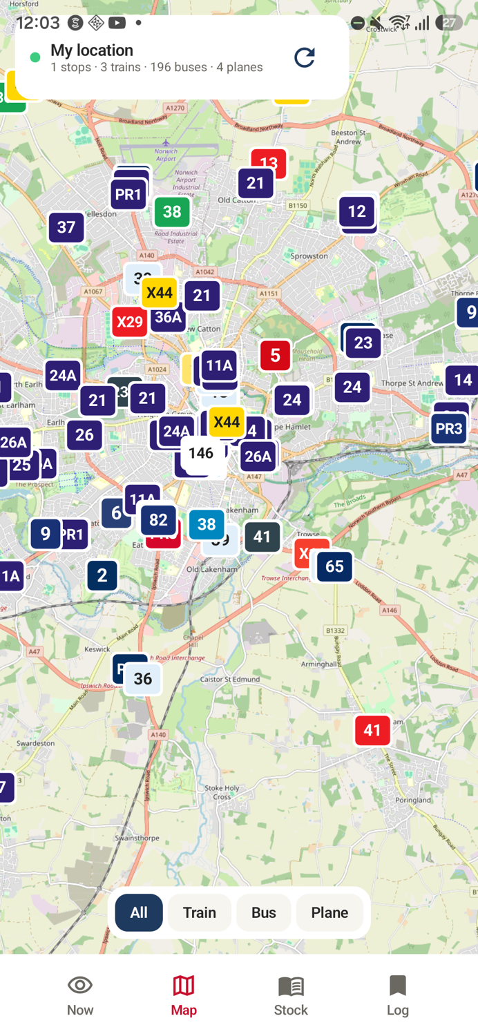 Spotters UK — live map of buses, trains and planes