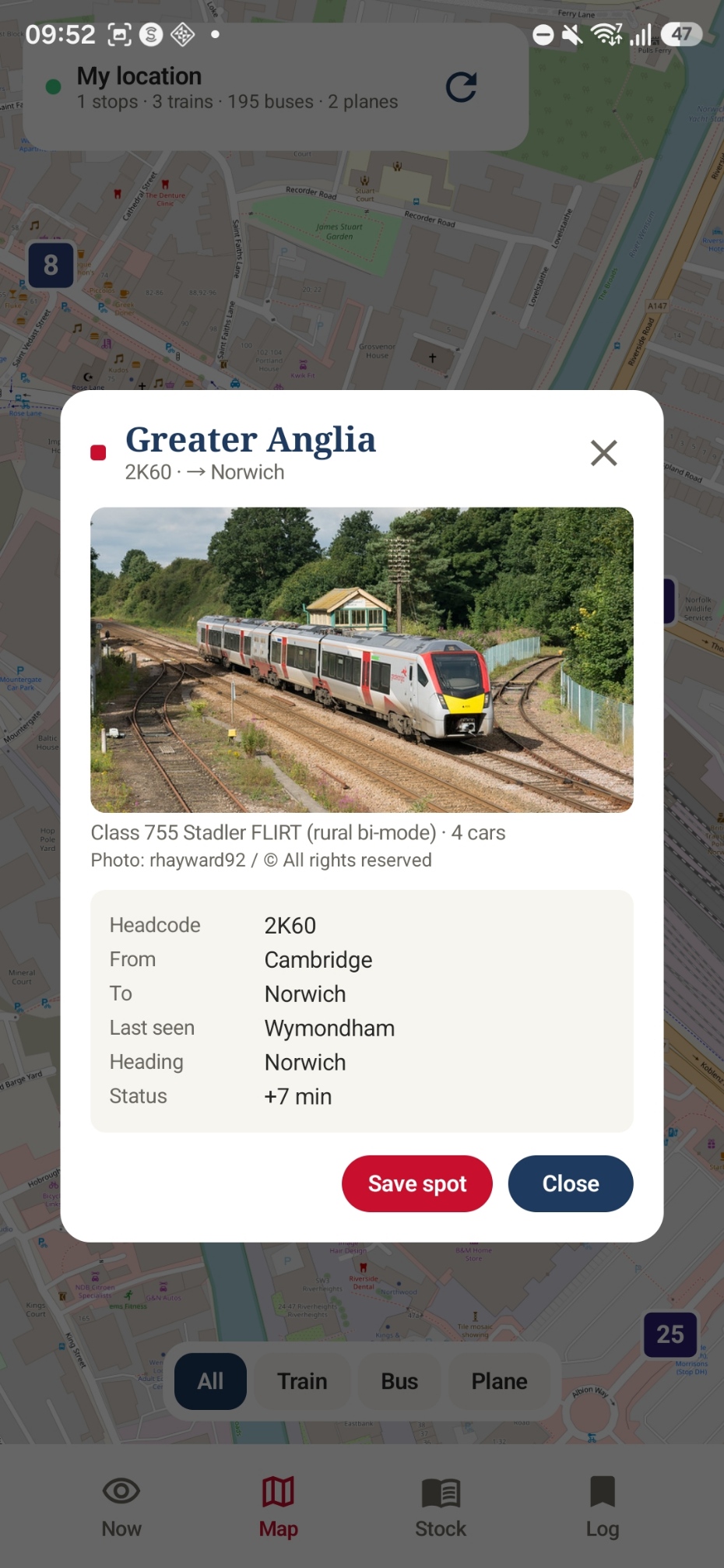 Spotters UK — Greater Anglia train detail