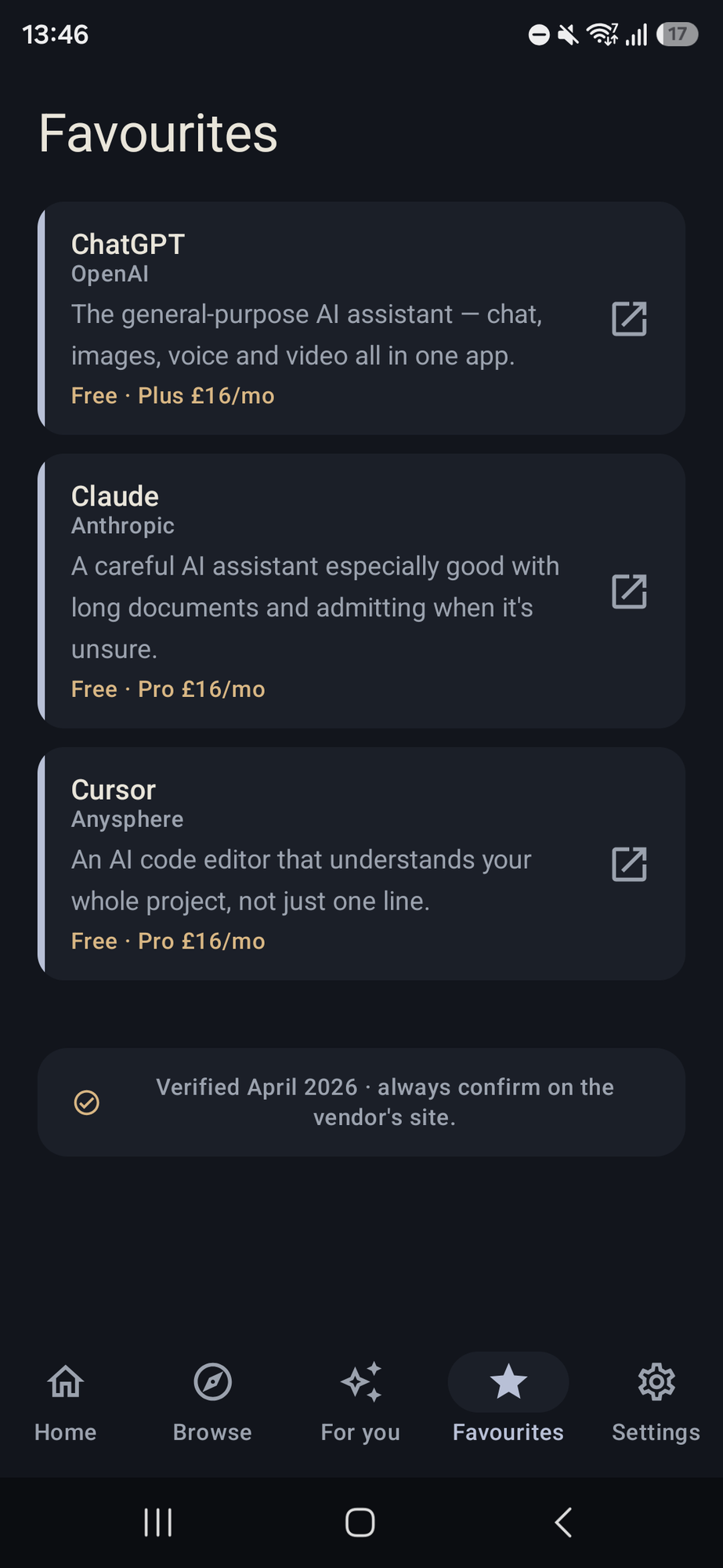 Toolwise — favourites, dark mode